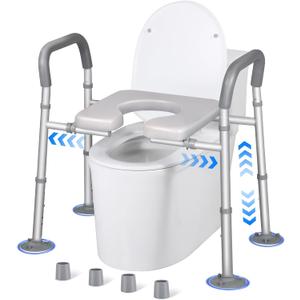 FSA/HSA Eligible Width & Height Adjustable Raised Toilet Seat with Handles, Toilet Seat Risers for Seniors, Toilet Riser with Handles, Elevated Toilet Seat with Handles (Without Bucket)