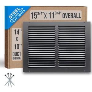 Fits 14x10 Duct Opening | Steel Return Air Grille by Handua | Vent Cover Grill for Sidewall and Ceiling | Black | HVAC Cold Air Intake Grille | Outer Dimensions: 15.75"W X 11.75"