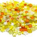 Crystal Mosaic Tiles for Crafts, 350 Pieces Yellow Glass Mosaic Tiles Opaque for DIY Art Projects, Jewelry Making, Home Decoration