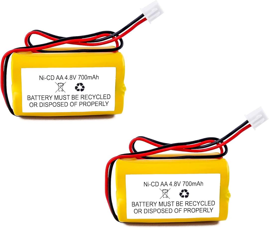 4.8V 700mAh NiCad Battery Replacement (2 Pack) - Compatible with Lithonia AA700MAH, BL93NC487, BL93NC484, BAA48R and Other Exit Sign Emergency Lights, Rechargeable Battery Pack.