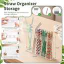 Sawysine 3 Pcs Kitchen Cabinet Organizer Set 3 Layer Stackable Water Bottle Holder & Iron Lid Organizer Adhesive Door Mounted Acrylic Straw Dispenser for Inside Cabinet Door and Pantry Shelves