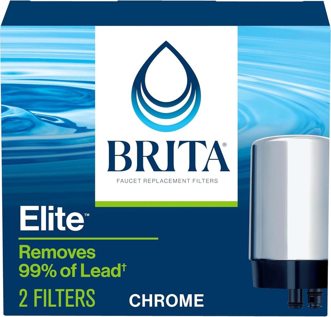 Brita Faucet Water Filter for Sink Water Filtration System, BPA-Free, Reduces 99% of Lead, Replaces 750 Plastic Water Bottles, Lasts Four Months or 100 Gallons, Includes 2 Filters, Chrome Brita Faucet Water Filter for Sink Water Filtration System, BPA-Free, Reduces 99% of Lead, Replaces 750 Plastic Water Bottles, Lasts Four Months or 100 Gallons, Includes 2 Filters, Chrome