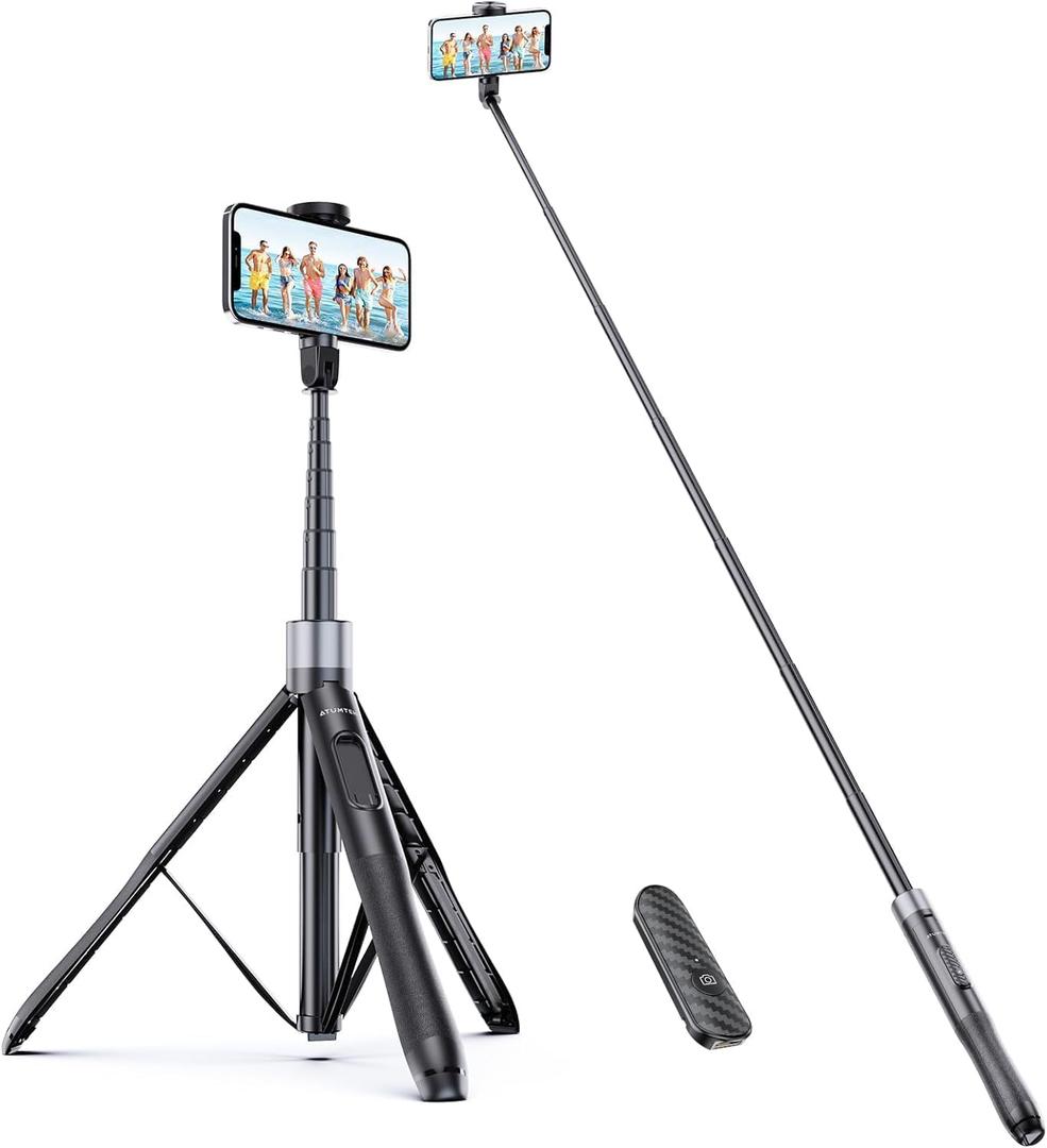 ATUMTEK 60" Selfie Stick Tripod, All in One Extendable Phone Tripod Stand with Bluetooth Remote 360 Rotation for iPhone and Android Phone Selfies, Video Recording, Vlogging, Live Streaming, Black