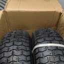 2PC Premium 16x6.50-8 Tubeless Lawn Mower Front Tire and Wheel Fit for Most Riding Mower, with 3" Offset Hub and 1" & (extra 3/4" Bearing), 4 Ply Tubeless, 35 Psi, 715 lbs Capacity.