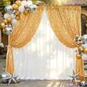 Gold Sequin Backdrop Curtain Panels Stage 2 Pieces 2FTx8FT Sheer Gold Curtains Backdrop Photo Backdrop Curtains for Wedding Birthday Party Background Drapes Christmas Decorations