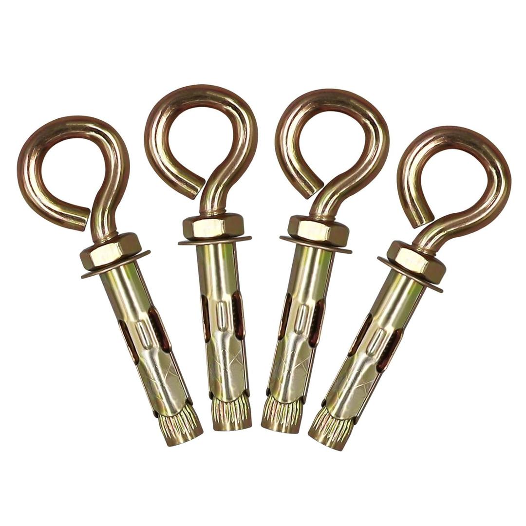 M6 Shoulder Eye Bolts Anchor, 3/8" x 1-1/2" Screw Expansion Sleeve Bolt with Ring, 3.38" Length Carbon Steel Concrete Wall Brick Anchor Fastener (4 pcs)