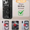 Uppuppy for iPhone 16 Pro Case with Wallet - Fits 4 Card Slots, Compatible with MagSafe for Women Aesthetic Durable Leather Credit Card Holder Kickstand Phone Cover for Apple 16 Pro, Black Butterfly