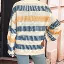 Verdusa Women's Oversized Striped Sweater Colorful Chunky Sweaters Streetwear Knit Pullover Tops (Beige, S)