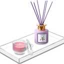 Bigfety Acrylic BathroomTray for Counter, Handmade Clear Trays Sturdy Organizer for Cup, Sponge, Soap, Plant (Large, Clear) (11.2" x 5.9" x 0.9")