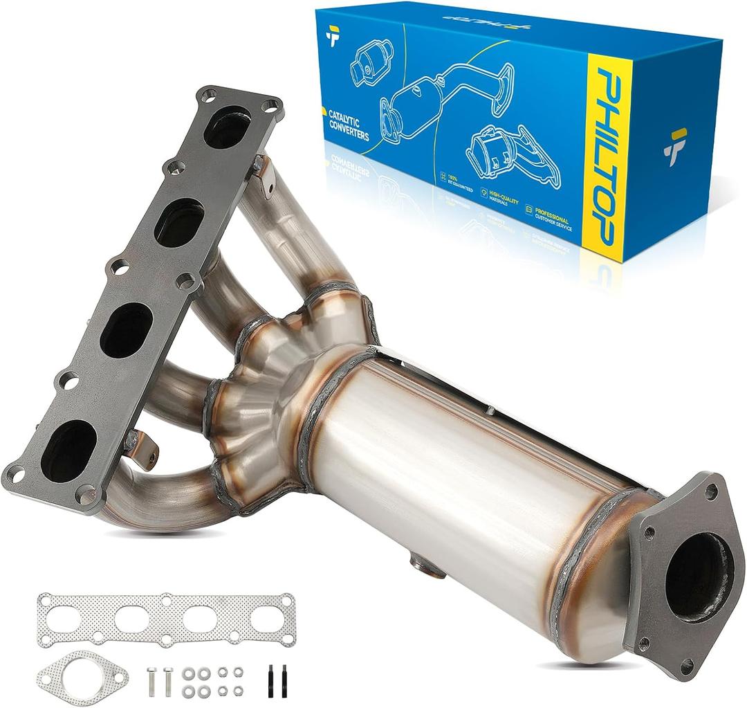 PHILTOP Front Automotive Replacement Catalytic Converter Kit Fit For Jeep, Chrysler, Dodge, Fiat, Ram 17-22 Compass, 14-18 Cherokee/Renegade/500X/Dart 2.4L Naturally Aspirated, 641513(EPA Compliant)