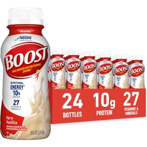 BOOST Original Ready to Drink Nutritional Drinks, Very Vanilla, 8 Fl Oz Bottles, Pack of 24 (EXP 12/06/27)