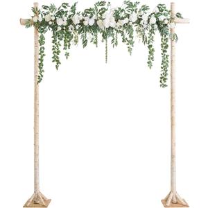 Ling's moment Backdrop Floral Garland 6.5FT Artificial Wedding Arch Flowers Sage Green Decor, White Ceremony Reception Hanging Eucalyptus Rose Arbor Arrangement Outdoor Party Swag Home Decorations