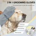 3 x Dog Washing Gloves for Shedding & Bathing - 5-Finger Deshedding & Massage Gloves for Dogs & Cats, Reusable Heat-Resistant Silicone Brush Gloves, Gentle Hair Removal & Bathing Aid (Pair) (Grey)