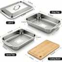 Grilling Prep and Serve Trays,Stainless Steel Large Capacity Food Prep Trays, Grill Carry System with Lid and Cutting Board, Marinade Container for Outdoor BBQ Grill Accessories, Camping Gifts for Men