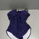 Eomenie Women's Push Up Wrap Front Swimsuit One Piece Tummy Control Bathing Suits Bandeau Support Slimming Swimwear (Medium, Navy Blue)