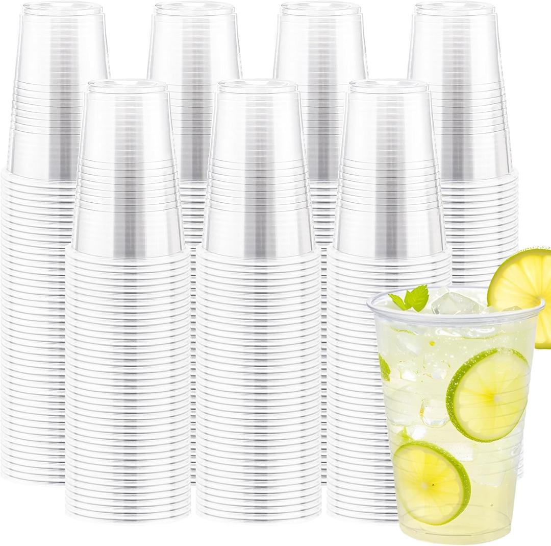 Lamosi 1000 Pack 12 oz Clear Plastic Cups,12 Ounce Disposable Cups, Cold Drinking Cups for Party, Events