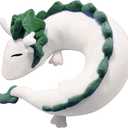 Cute Spirit Dragon Plush Doll Toy U-Shape Neck Travel Pillow Gift Animation (White)