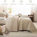 CozyTide Oversized King Quilt 120x120,Stone-Washed Cotton Wheat Oversized King Bedspread,3 Pieces Lightweight Ultra Soft California King Coverlet Set for All Season