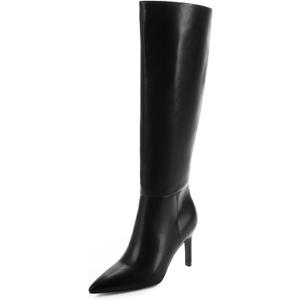 Easyfox Knee High Boots Women Pointed Toe Tall Boots 3 In Stiletto High Heel Long Boots Side Zipper Dress Knee High Boots (7.5, Black)