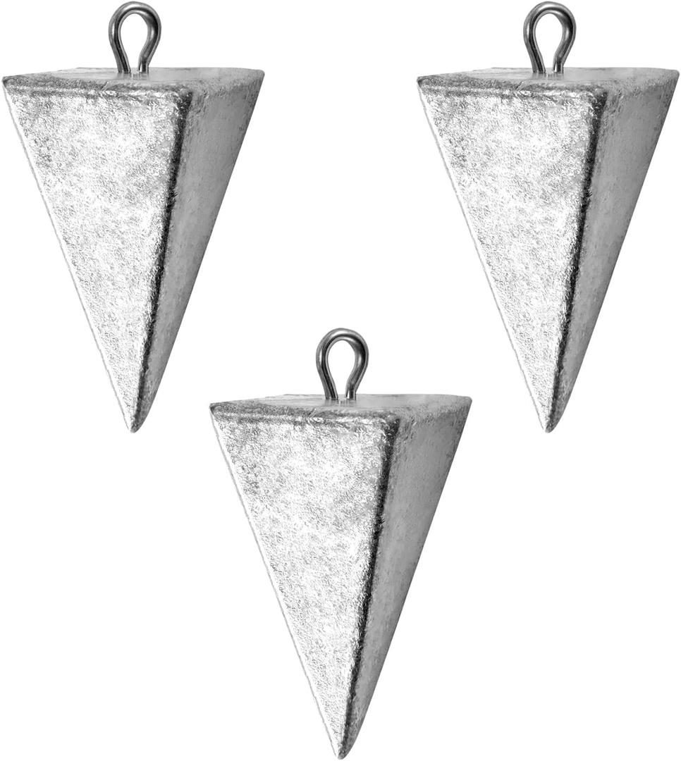 Alwonder Pyramid Sinkers Fishing Weights Fishing Sinkers, Saltwater Freshwater Lead Fishing Weight Sinker for Ocean Surf Fishing Gear Catfish Tackle 1oz 2oz 3oz 4oz 5oz 6oz 8oz 10oz 12oz 16oz 32oz (32oz Pack of 4)
