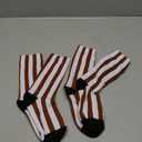 Jeyiour 2 Pairs Brown and White Striped Socks Striped Knee High Socks Factory Worker Costume Accessories S