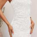ZESICA Womens 2026 Summer Floral Strapless Maxi Dress Bodycon Side Slit Mesh Formal Cocktail Party Wedding Guest Long Dresses (White, XL)
