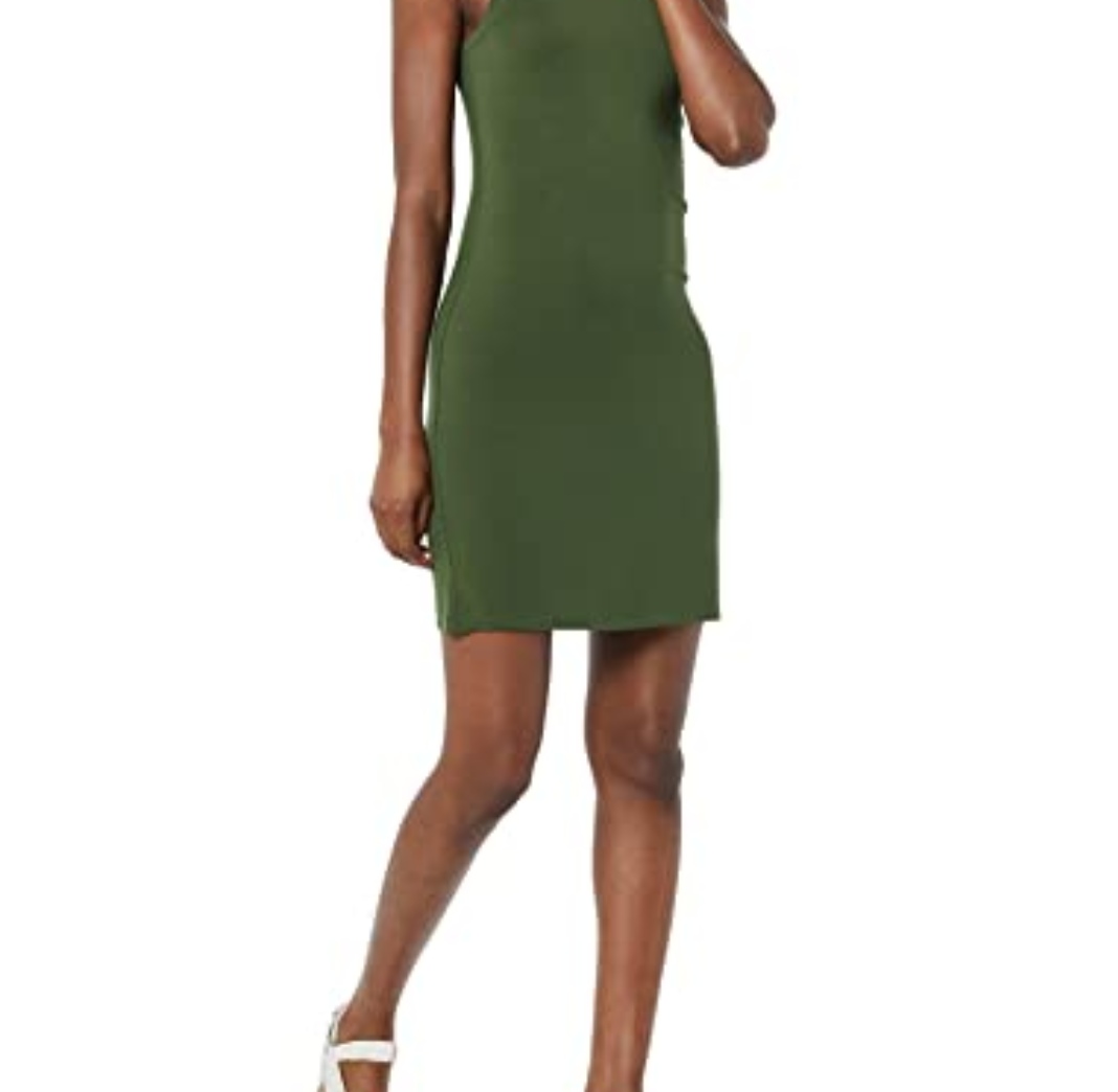 Amazon Essentials Women's Lightweight Jersey Slim-Fit Tank Mini Dress, Dark Olive, 4XX-Large