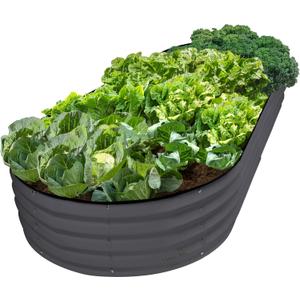 Plant & Plot Galvanized Raised Garden Beds Outdoor // 8×4×1 ft Planter Raised Beds for Gardening, Vegetables, Flowers // Large Metal Garden Box // Patented Tool-Free Design (Gray)