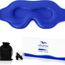Sleep Eye Mask for Men Women, Sleeping Mask for Side Sleeper, Travel Blackout Night Blindfold Eye Shade Cover with Adjustable Strap (Blue)
