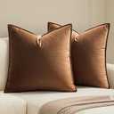 MIULEE Pack of 2 Brown Decorative Velvet Throw Pillow Cover Soft Pillowcase Solid Square Cushion Case for Sofa Bedroom Car 22x22 Inch