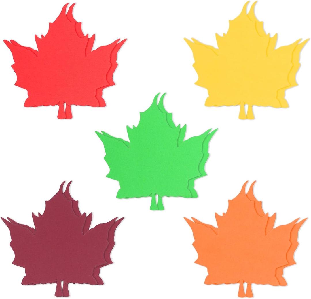120 Pcs Maple Leaves Cutouts Paper Large Thanksgiving Fall Leaves Cutouts 4'' for Bulletin Board Thankful Tree Thanksgiving Party Decoration