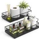 Toilet Paper Basket, 2PCS 13 Inch Bathroom Basket Tank Tray Top Storage Toiletries Organizer for Bathroom, Living Room and Kitchen (Black)