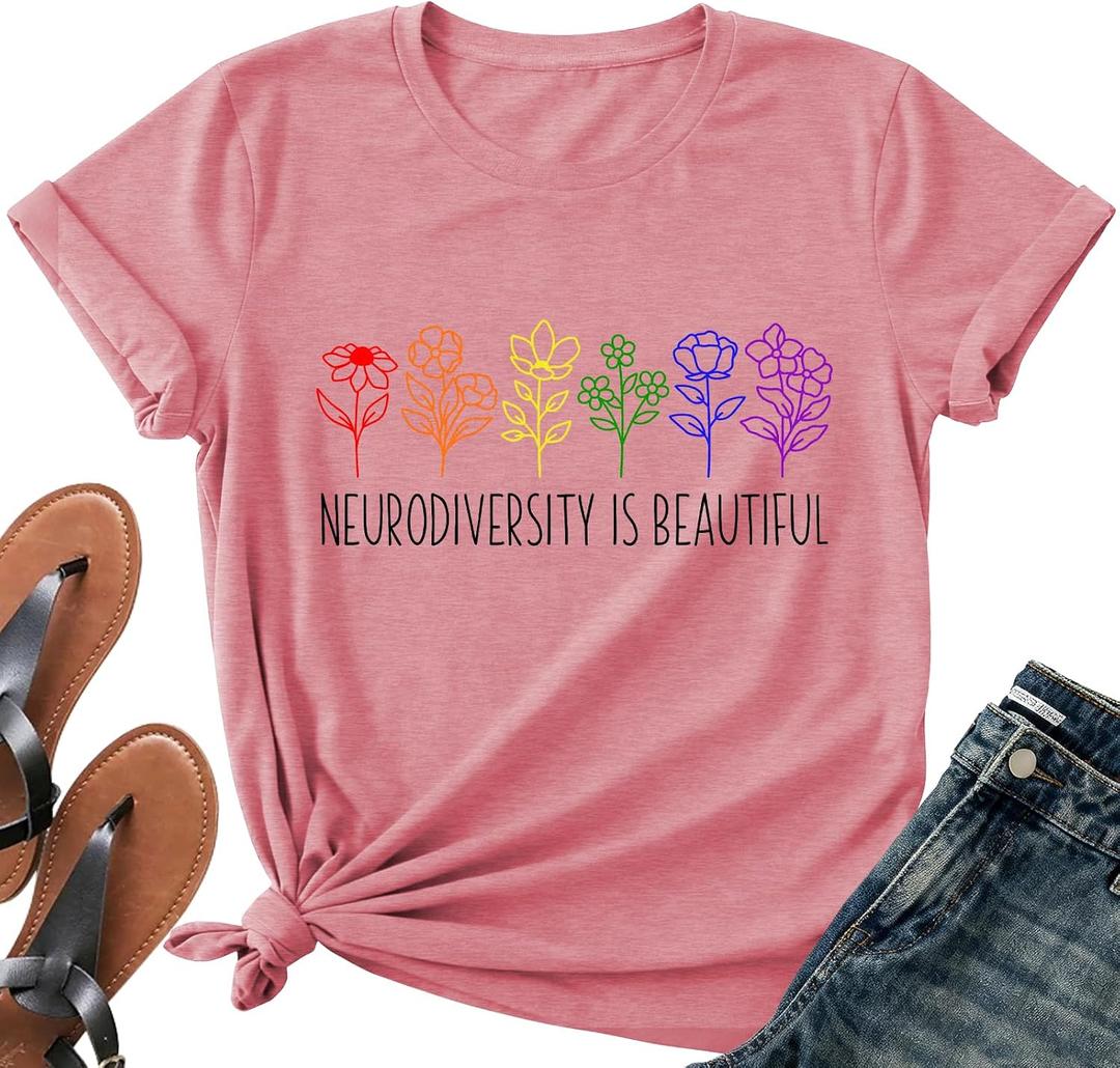 Autism Teach Shirts Women Autism Awareness T Shirt Autism Support Tee Tops Autism Teacher Short Sleeve Shirt