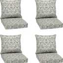 Arden Deep Seat Outdoor Chair Cushion Set (4-Pack), 24 in x 24 in, Weather-Proof, Rain-Proof, Fade Resistant Patio Cushion Set for Chair, Sofa, and Couch Neutral Aurora Damask