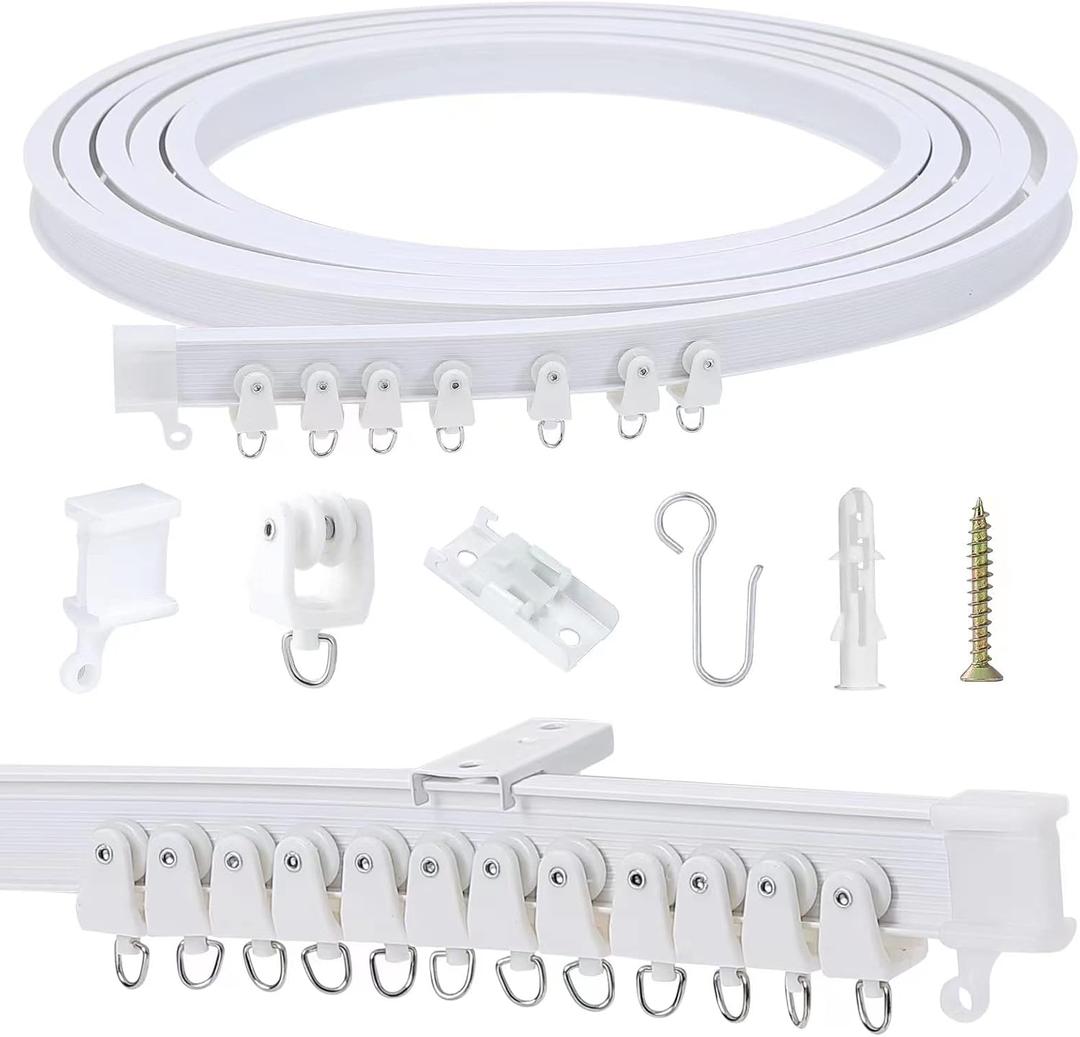 Flexible Bendable Ceiling Curtain Track, 5m (16.4ft), Ceiling Mount, for Curtain Track with Track Curtain System, RV Curtain Spacer, Curtain Ceiling Track, white