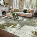 5x7 Ft Area Rugs for Living Room, Soft Non-Slip Washable Rugs Modern Abstract Pattern Carpet for Bedroom Indoor Floor Nursery Home Decor (Green)