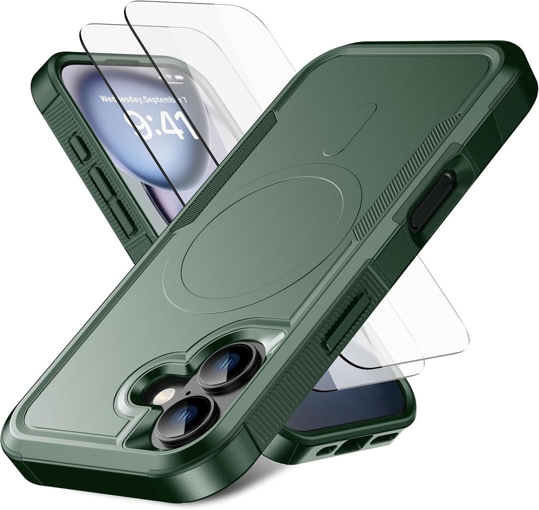 Magnetic for iPhone 17 Case [Compatible with MagSafe] [Shockproof] [Heavy Duty Protection] Pocket-Friendly & Tough Non-Slip Protective Phone Cover for iPhone17 6.3", Teal Green
