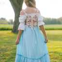 fioukiay Girls Renaissance Dress Off Shoulder Puff Sleeve Girls Medieval Dress 4-12 Years (S)