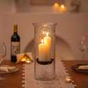 Patelai 15 Inch Tall Glass Hurricane Candle Holder for Home Wedding Holiday Centerpiece Decoration Large Clear Pillar Candle Holder with Removable Metal Insert