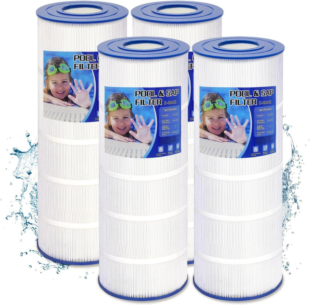 BYTANA Swimming Pool Filters Cartridge Compatible with Hayward C1200, CX1200-RE, Sta-Rite PXC-125, Unicel C-8412, Filbur FC-1293, 120 Sq. Ft. L x OD: 23 5/16" x 8 15/16" (4 Pack)