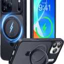 CASEKOO Ultra-Magnetic Stand for iPhone 17 Pro Case [Military Drop Protection] [Compatible with MagSafe] Shockproof Translucent Matte Slim Ring Holder Case for iPhone 17 Pro 6.3", Black