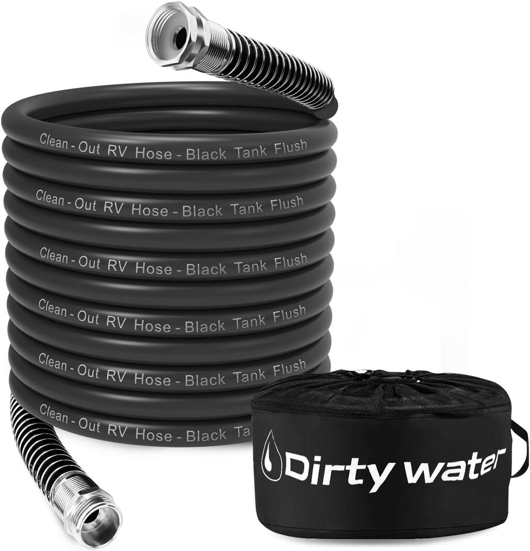 Camper & RV Black Water Hose - No-Kink Design Camper Sewer Hose - RV Accessories With Storage Bag - Perfect For Black Water, Gray Water, And RV Tank Cleaning, 50FT 5/8" Diameter