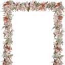 DearHouse 2 Pack Fall Maple Leaf Vine, 5.9Ft/Piece Hanging Garland White Autumn Foliage Thanksgiving Decor for Home Wedding Fireplace Party Christmas (White&Orange)