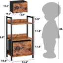 Furologee 3 Tier Bookshelf with Drawer, Small Bookcase with Shelves, Short Wood and Metal Bookshelf Storage Organizer, Industrial Freestanding Shelf Units for Bedroom, Living Room, Dorm, Rustic Brown