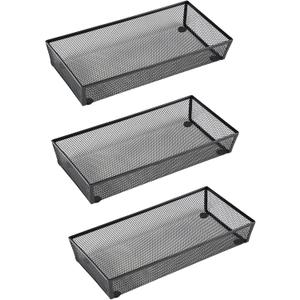 BYCY 3 Pack Mesh Flatware Drawer Organizer for Kitchen/Office/Home Tools,Spoon Knife Fork Organizers Box Utensil Tabletop Storage Tray (12 x 6 x 2 Inch)