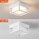 Small Outdoor Flush Mount LED Ceiling Light Exterior Porch Light Ceiling Mounted for Patio Balcony Terrace, 3000K Warm, 125w Equivalent, White, 6.3x6.3x4.3