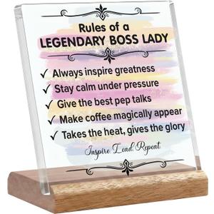2 x Boss Gifts for Women - Boss Lady Gifts for Women, Bosses Day Leader, Leadership Plaque with Base