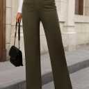 PRETTYGARDEN Women's Dressy Casual Dress Pants 2025 Fall Straight Leg High Elastic Waisted Stretch Trouser Slacks (Army Green, Small)