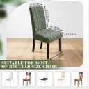 Moukeren 4 Pcs Decorative Stretch Jacquard Dining Chair Cover Dustproof Boho Faux Fur Chair Cover Removable Washable Slipcover Protector for Bedroom, Living Room, Kitchen, Hotel, Banquet (Dark Green)