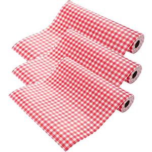 Home Drawer and Shelf Liners for Kitchen Cabinet Non Adhesive, Non Slip Cabinet Liners for Shelves, Shelf Paper Cupboard Bathroom Waterproof Washable Plaid Red 17.7 * 118 Inches 3 Rolls